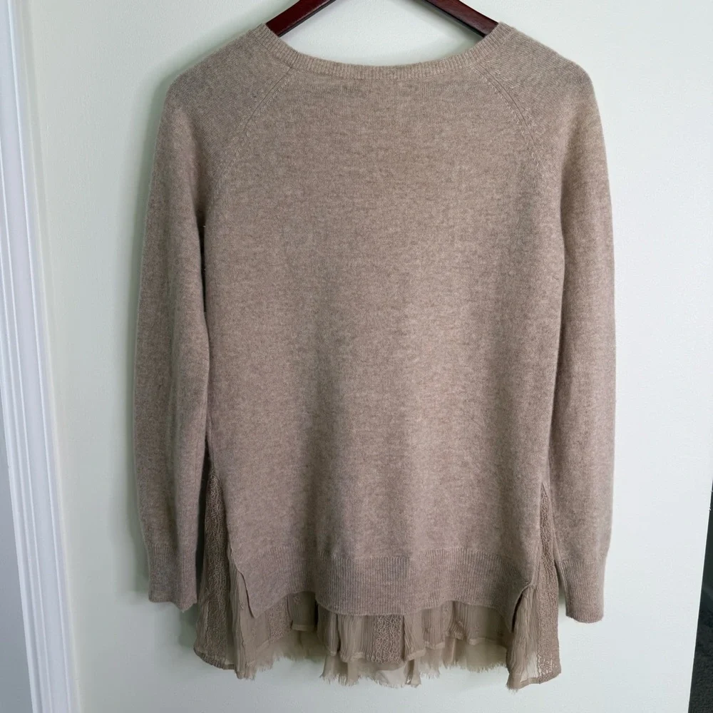 Garnet Hill 100% Cashmere Shirttail Sweater Size XS